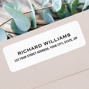 Étiquette Adresse de retour blanche simple