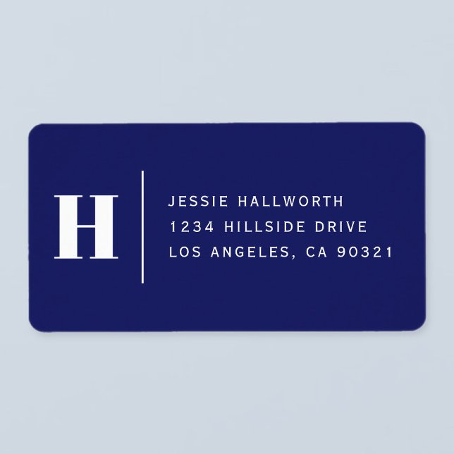 Étiquette Adresse de retour bleu marine moderne chic (Créateur téléchargé)