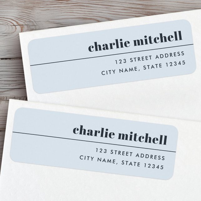 Étiquette Adresse de retour bleu poussiéreux clair minimal m (Modern minimal light dusty blue return address label)