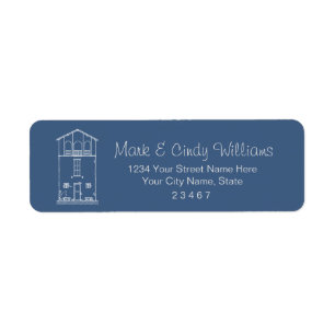Étiquette Adresse de retour bleue de modèle rustique simple