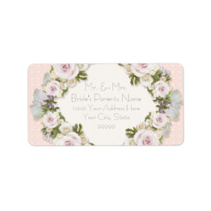 Étiquette Adresse de retour Blush Pink Polka Roses Floral