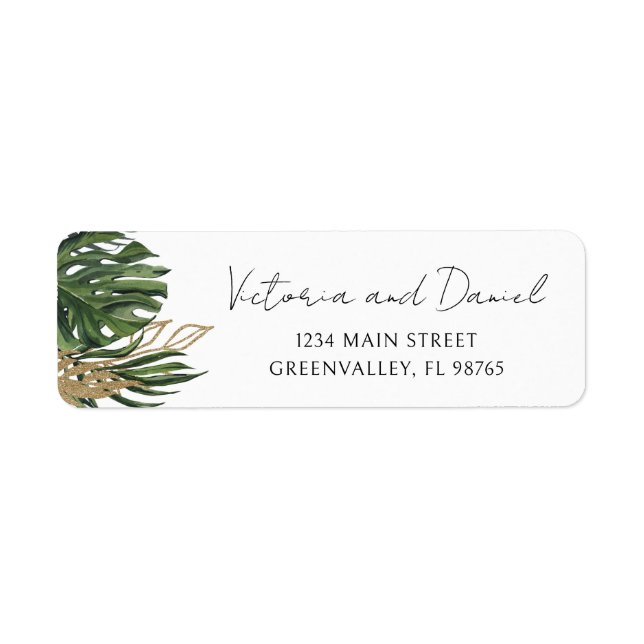 Étiquette Adresse de retour botanique boho tropicale (Devant)