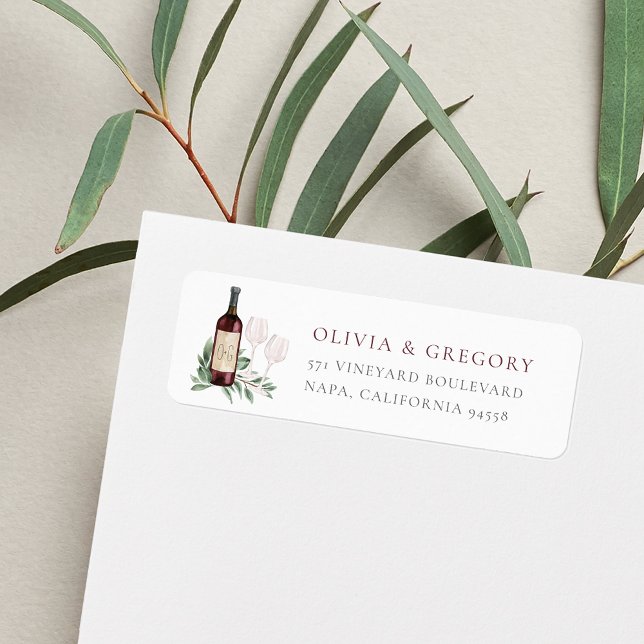 Étiquette Adresse de retour botanique de vin rouge (Créateur téléchargé)