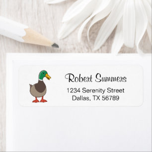 Étiquette Adresse de retour Canard colvert de dessin animé m
