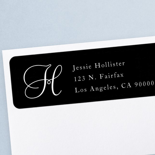 Étiquette Adresse de retour classique simple avec monogramme (Créateur téléchargé)