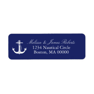 Étiquette Adresse de retour côtière nautique de bleu marin
