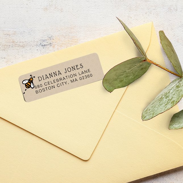 Étiquette Adresse de retour d'abeille à miel moderne (Modern Honey Bee Return Address Label)