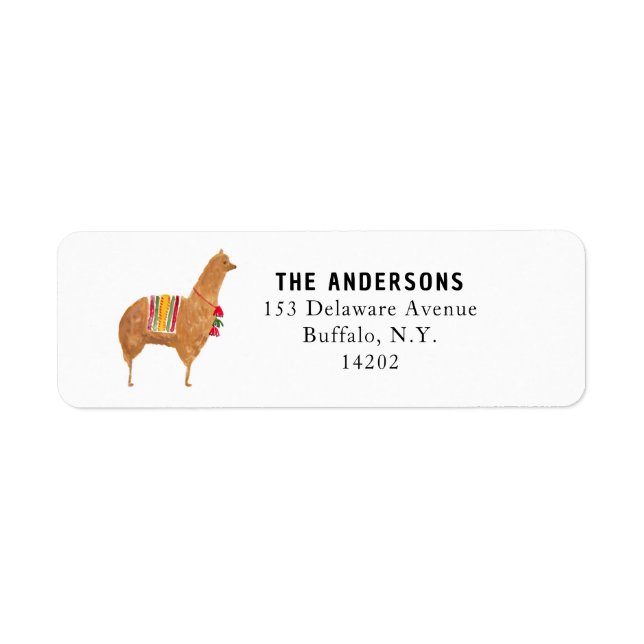 Étiquette Adresse de retour d'animal d'alpaga mignon (Devant)