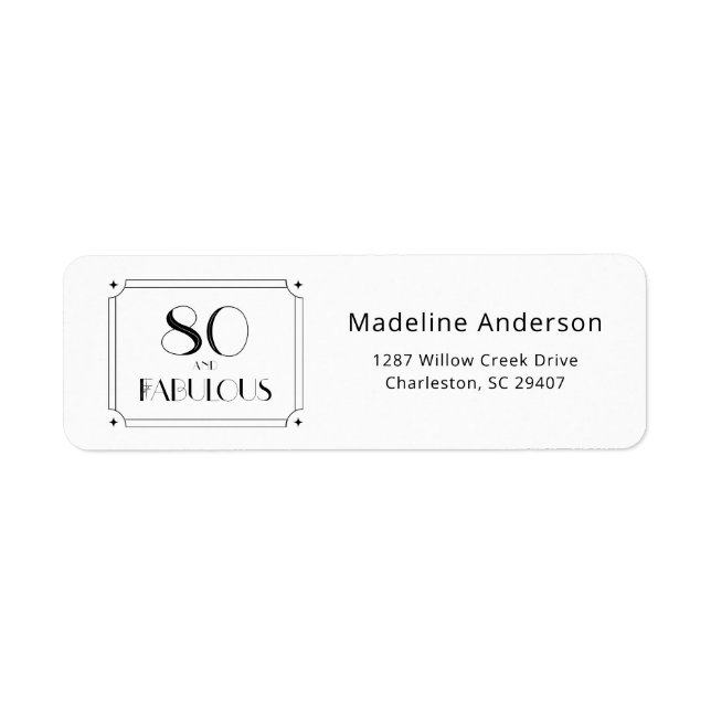 Étiquette Adresse de retour d'anniversaire moderne 80 ans et (Devant)