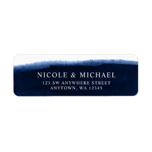 Étiquette Adresse de retour d'aquarelle de bleu marine