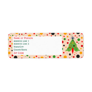 Étiquette Adresse de retour d'arbre de Noël Mid Century Mode