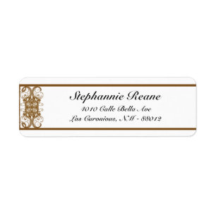 Étiquette Adresse de retour de 0,75 po x 2,25 po Gold et Bla