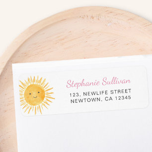 Étiquette Adresse de retour de Baby Shower Boho Sunshine