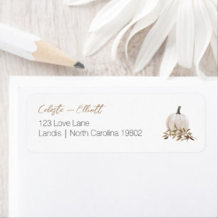 Étiquette Adresse de Retour de Baby Shower White Boho Pumpki