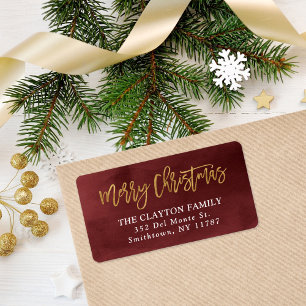 Étiquette Adresse de retour de Bourgogne et de Noël