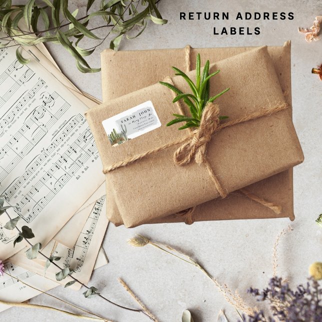 Étiquette Adresse de retour de cactus de paysage du désert o (Créateur téléchargé)