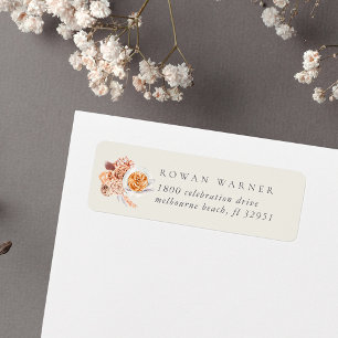 Étiquette Adresse de retour de café floral bohème