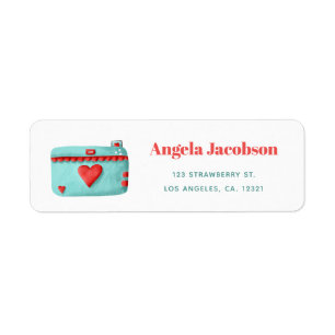 Étiquette Adresse de retour de caméra turquoise rouge