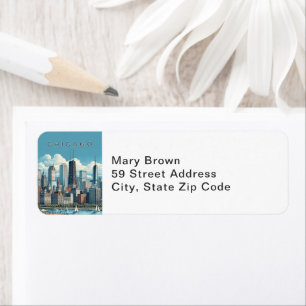 Étiquette Adresse de retour de Chicago Skyline