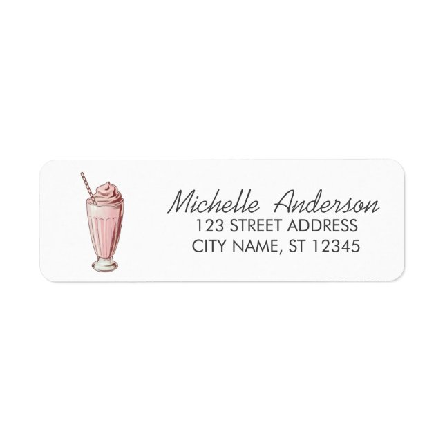 Étiquette Adresse de Retour de Crème Glacée Aquarelle Été Te (Devant)