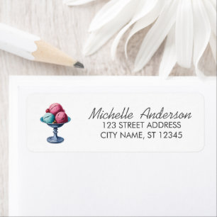 Étiquette Adresse de Retour de Crème Glacée Aquarelle Été Te