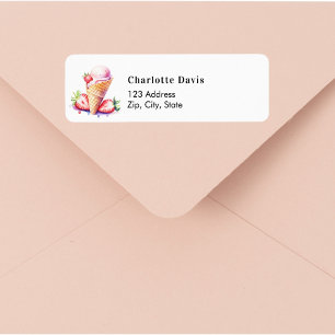 Étiquette Adresse de retour de crème glacée fraise