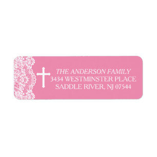 Étiquette Adresse de retour de dentelle Vintage rose jolie