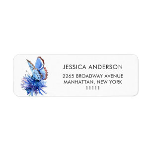 Étiquette Adresse de retour de déplacement du papillon bleu 