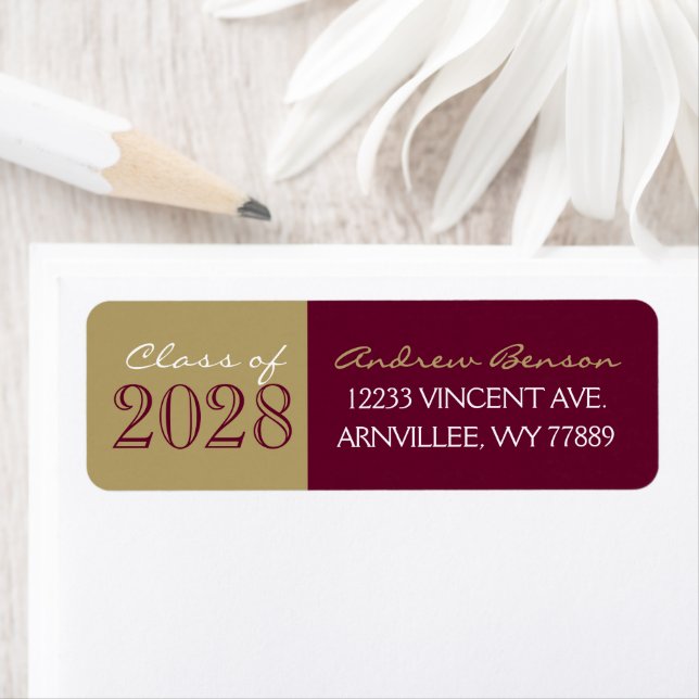 Étiquette Adresse de Retour de Diplôme Bordeaux et Bronze (En situation)