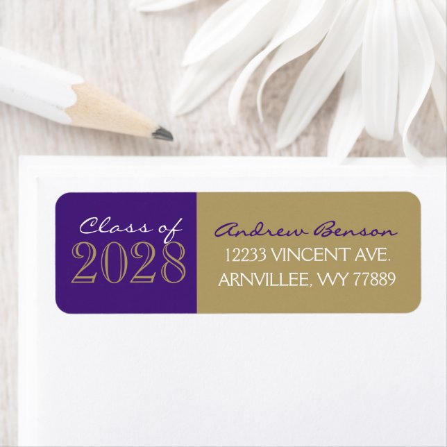 Étiquette Adresse de retour de diplôme Bronze Or et Violet (En situation)