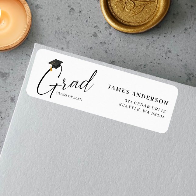 Étiquette Adresse de retour de diplômé de style moderne tend (Créateur téléchargé)