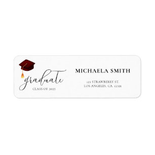 Étiquette Adresse de retour de diplôme en écriture Marron mo