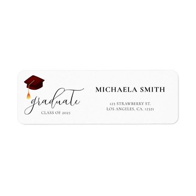 Étiquette Adresse de retour de diplôme en écriture Marron mo (Devant)