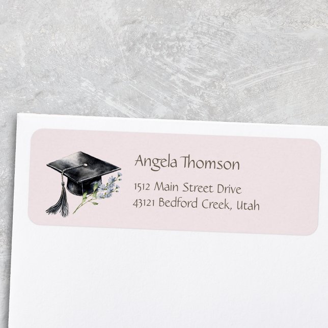 Étiquette Adresse de retour de diplôme Simple Cap Wildlower (Créateur téléchargé)