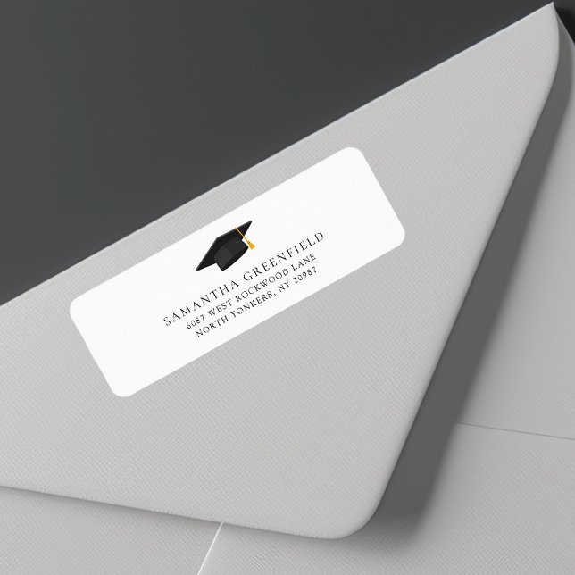 Étiquette Adresse de Retour de Diplômé Simple Moderne 2026 (Modern Graduation Cap 2025 Return Address Label)