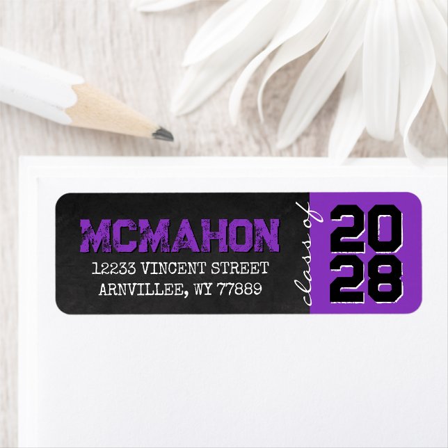 Étiquette Adresse de retour de diplômé sur tableau noir en v (Matching Envelopes, Return Address Labels & Envelope Seals)