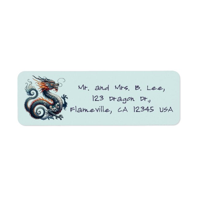 Étiquette Adresse de Retour de Dragon Modifiable (Devant)