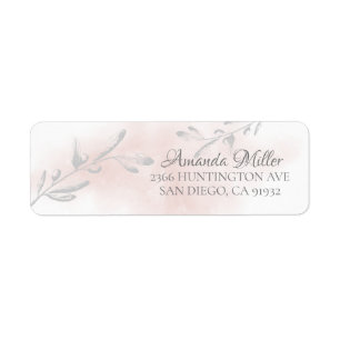 Étiquette Adresse de retour de feuille d'aquarelle rose