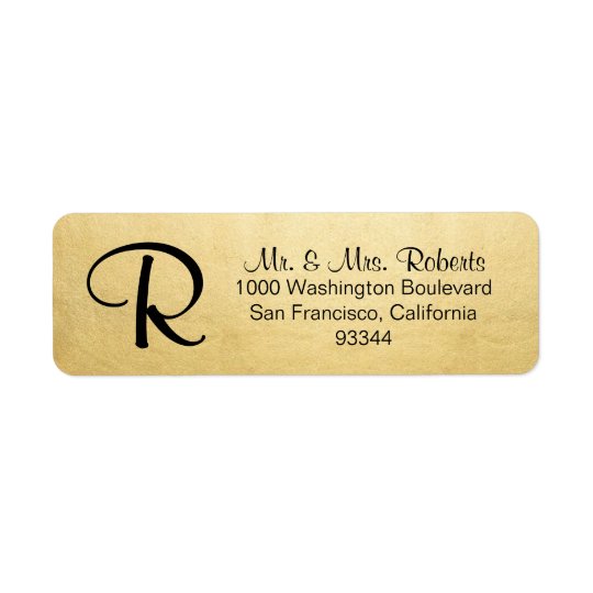 Étiquette Adresse de retour de feuille d'or de lettre