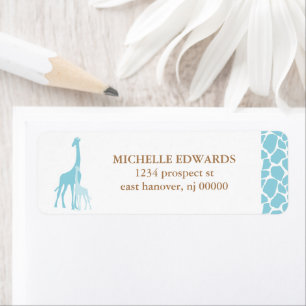Étiquette Adresse de retour de girafe de maman et de bébé