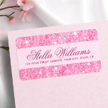 Étiquette Adresse de retour de girly de parties scintillant<br><div class="desc">Étiquettes d'adresse de retour rose avec champs modèles pour votre nom et adresse et bordures de parties scintillant rose (image imprimée).</div>