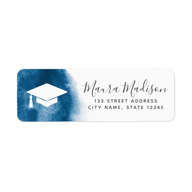 Étiquette Adresse de retour de graduation de l'aquarelle ble (Devant)