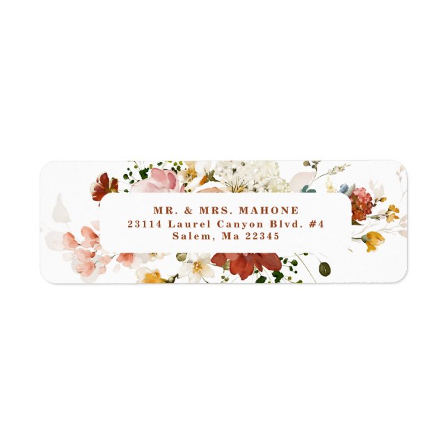 Étiquette Adresse de retour de jardin floral Boho rustique (Devant)