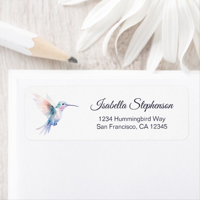 Étiquette Adresse de retour de joli colibri (En situation)