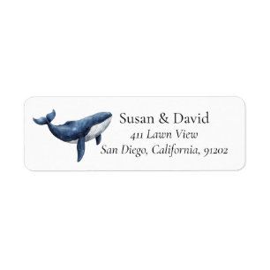 Étiquette Adresse de retour de la baleine bleue personnalisé