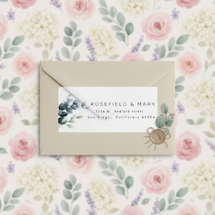 Étiquette Adresse de retour de la branche d'eucalyptus bleu