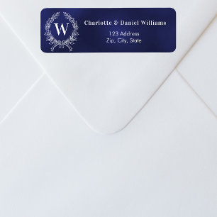 Étiquette Adresse de retour de la couronne en monogramme bla