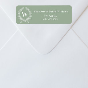 Étiquette Adresse de retour de la couronne initiale du monog