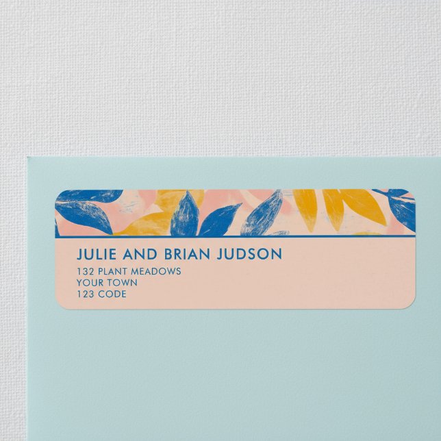 Étiquette Adresse de retour de la frontière feuille de litho (Lithograph leafy border return address label.)