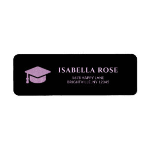 Étiquette Adresse de retour de la Graduation Black and PinkG